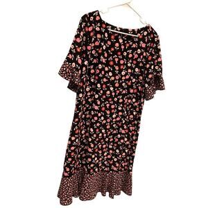 Talbots Womens Dress Plus Size 16 Black Floral Spring Preppy Work Office Career